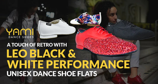 A Touch of Retro with Leo Black & White Performance Unisex Dance Shoe Flats