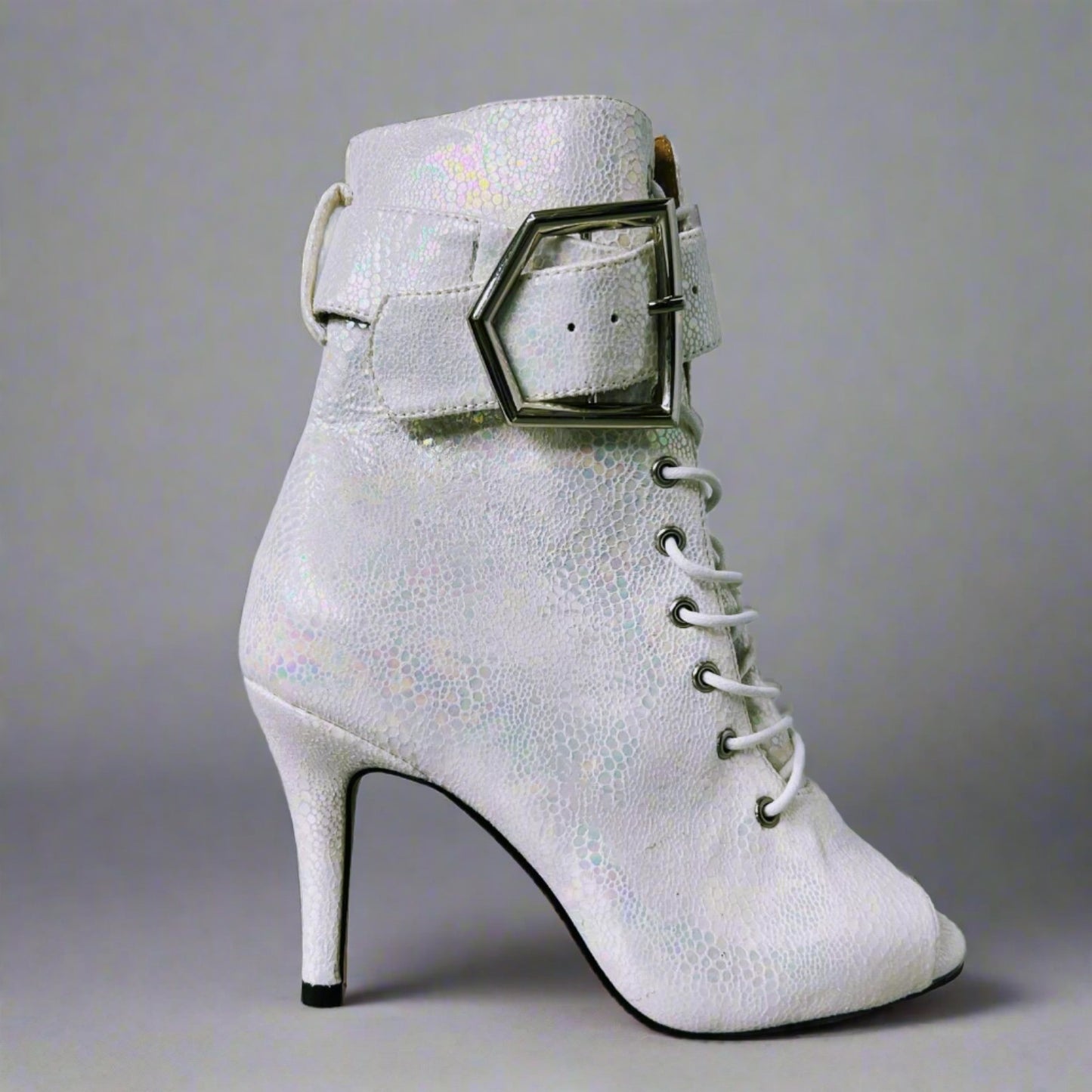 Eva White Buckle Bootie