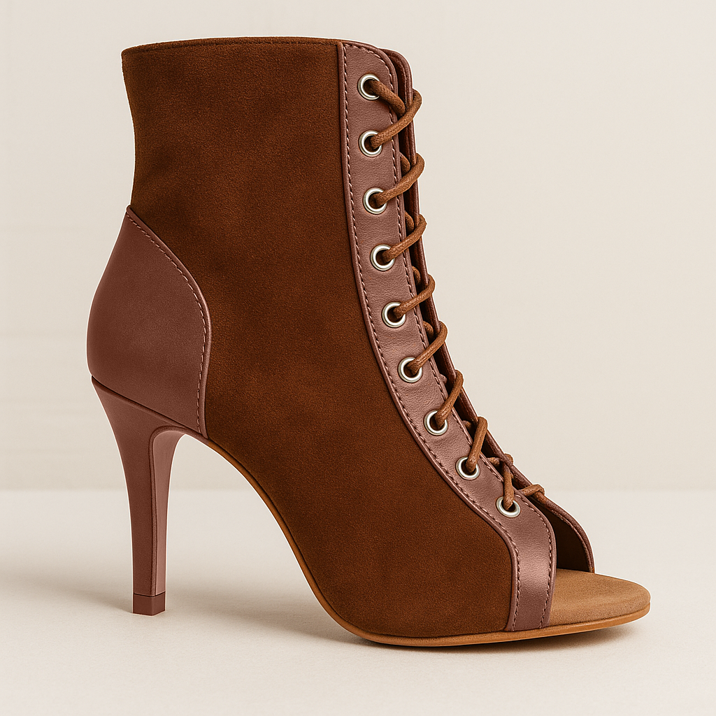 靴 RinoBLANC SHORT BOOTS & NUTMEG HEELS Puchi Mocha Dance Booties: Distinctive Color for Your Unique Dance